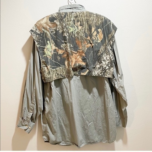 Worldwide Sportsman Mens XL Shirt Green Camo Mossy Oak Shell Cotton Vented - Picture 2 of 7